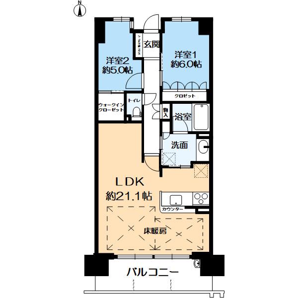 京都桂川つむぎの街マークスクエア(2SLDK/15階)の間取り写真