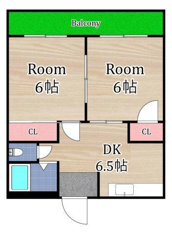 相原マンション(2DK/5階)の間取り写真
