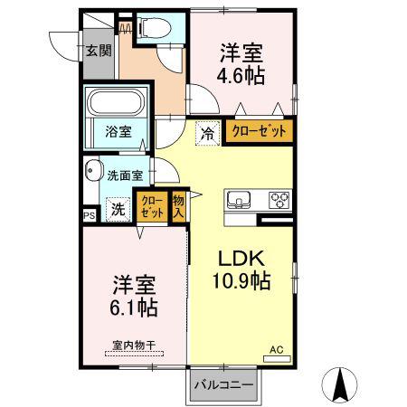 カサ・ドルチェ A(2LDK/2階)の間取り写真