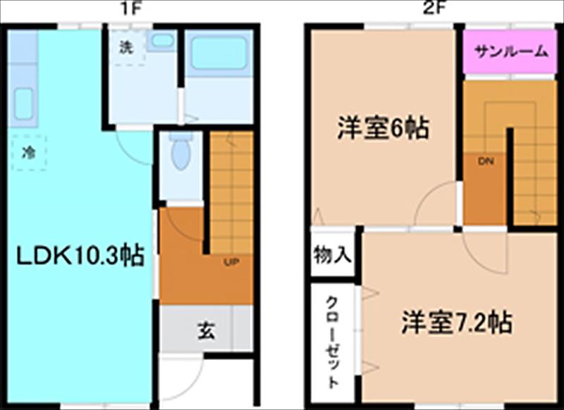 あさがおハイツIII(2DK/2階)の間取り写真