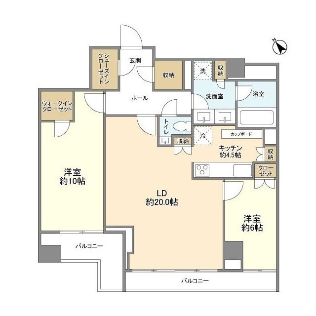 ウエリス代官山猿楽町テラス(2LDK/2階)の間取り写真