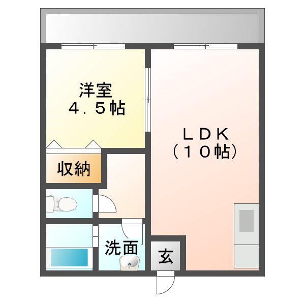 ガーデンハイツ秋桜(1LDK/2階)の間取り写真