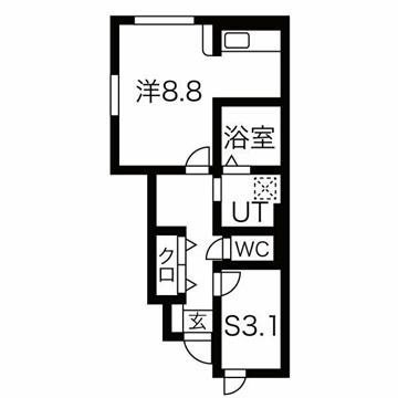 ネオスカイ東山形(1LK/1階)の間取り写真