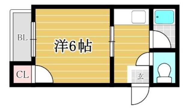 スカイハイツ大橋32(1K/2階)の間取り写真