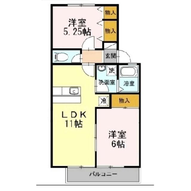 エテール3番館(2LK/2階)の間取り写真