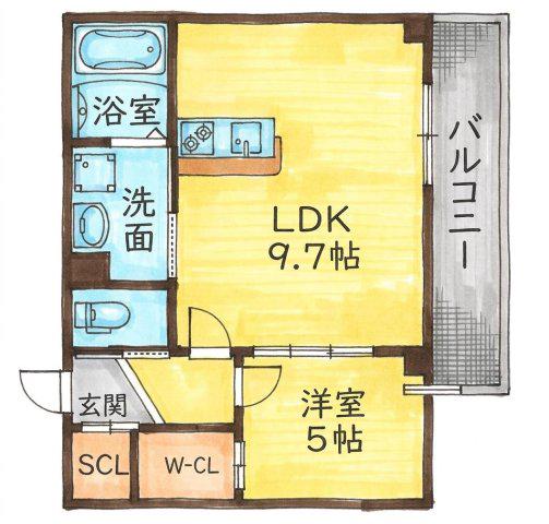 SCALA TOYOTSU(1LDK/2階)の間取り写真