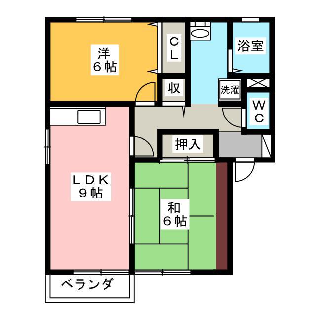 グレース矢沢A棟(2LDK/2階)の間取り写真
