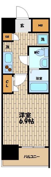 セレニテ福島シェルト(1K/10階)の間取り写真