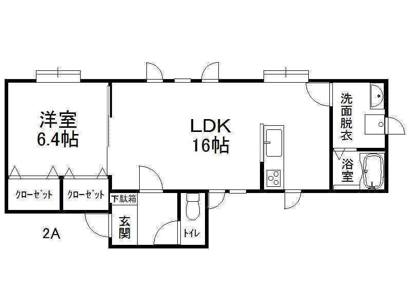 ヴィーナスフォートII(1LDK/2階)の間取り写真
