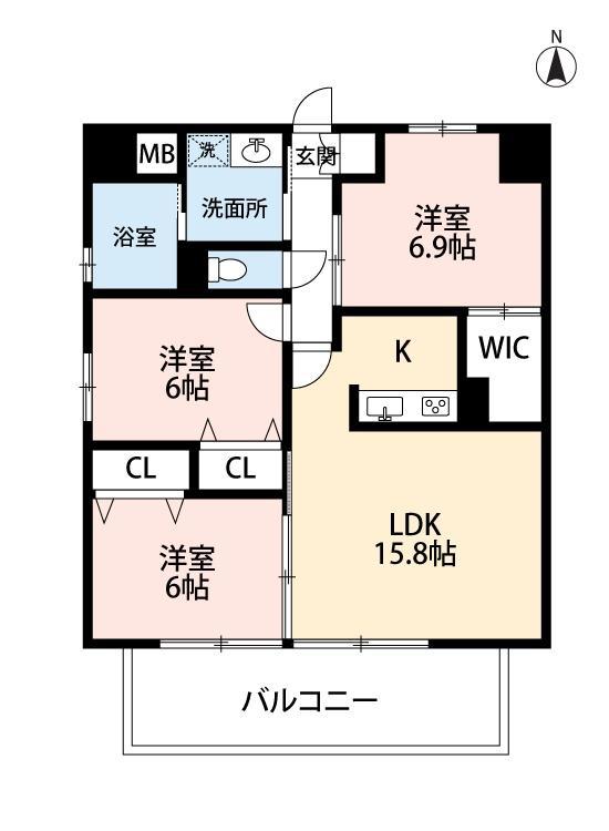 フェリーチャ アイオイ(3LDK/10階)の間取り写真
