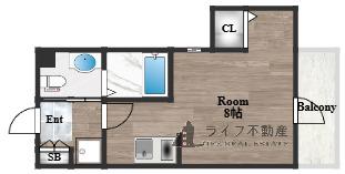 PUREFIRSTNAGASE(ワンルーム/1階)の間取り写真