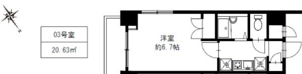 プライマル西船橋(1K/4階)の間取り写真