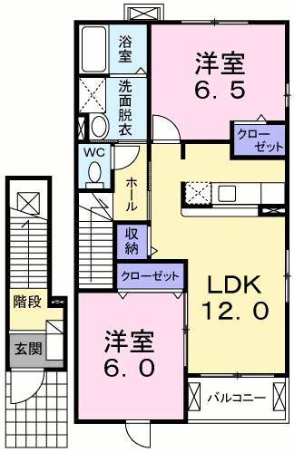アビシニアンD(2LDK/2階)の間取り写真