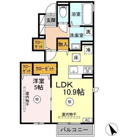 ヴィオラ(1LDK/1階)の間取り写真