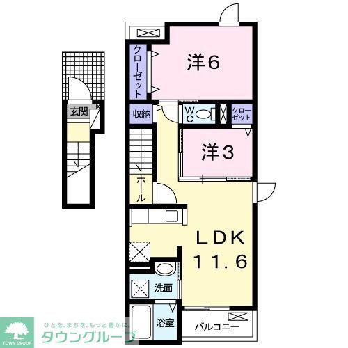 TERRACE HOUSE薫(2LDK/2階)の間取り写真