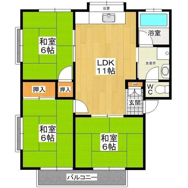 サニーレイクス(3LDK/2階)の間取り写真