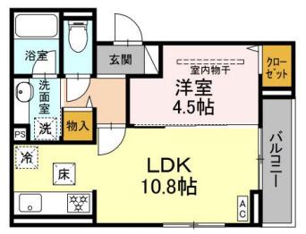 ディー パイナ 登戸3(1LDK/1階)の間取り写真