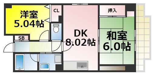 エミネスアーク(2DK/8階)の間取り写真