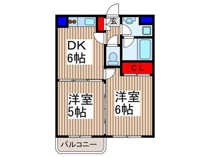 ベルエポック2(2DK/4階)の間取り写真