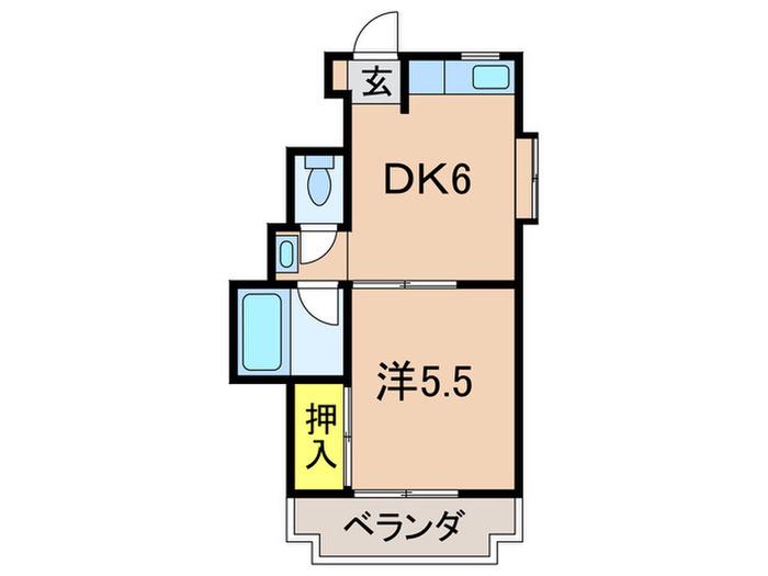 クラ武庫之荘弐番館 E(1DK/1階)の間取り写真