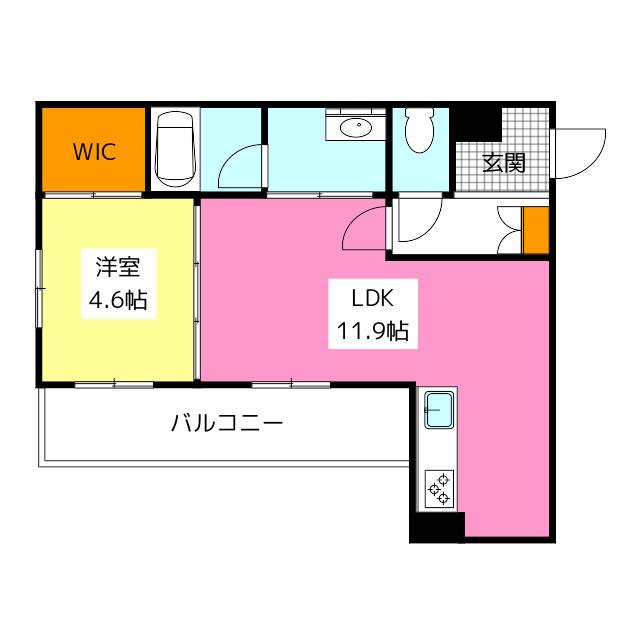 シャーメゾン高宮通(1LDK/3階)の間取り写真