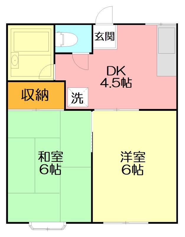 ヴィラ板戸A棟(2DK/1階)の間取り写真