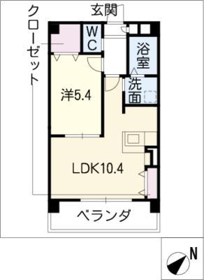 翠城III(1LDK/1階)の間取り写真