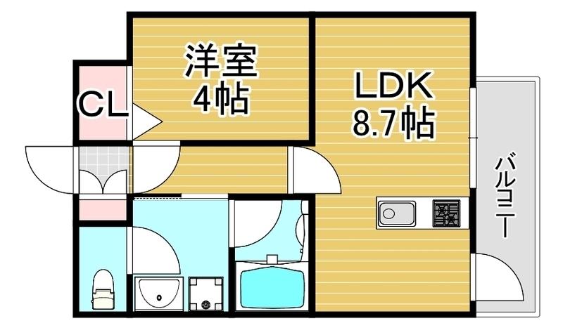 リアンシエルブルーJR香椎(1LDK/4階)の間取り写真