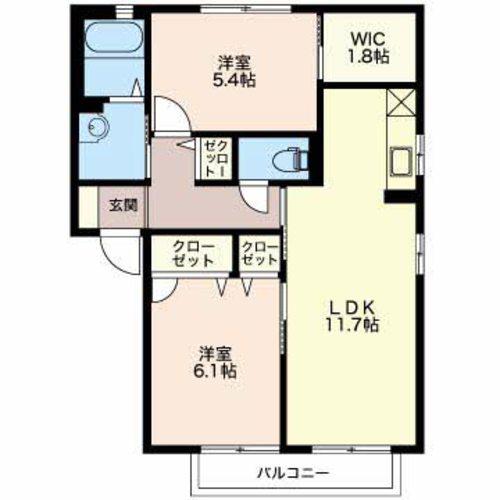 グランシードあづみA(2LDK/2階)の間取り写真