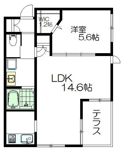 メゾン エルム(1LDK/1階)の間取り写真