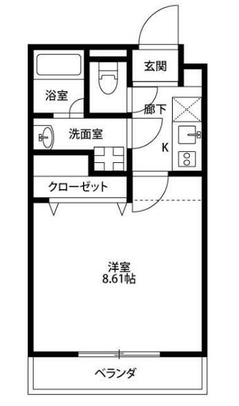 アムールII光風館(1K/2階)の間取り写真