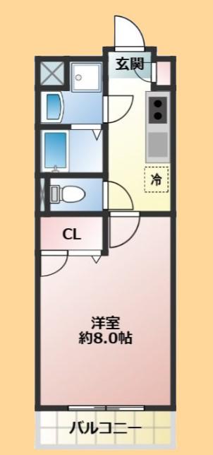 セントグレース(1K/4階)の間取り写真