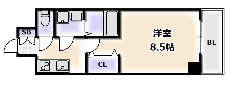MELDIA CREST TAPP NAMBA ウエスト(1K/10階)の間取り写真