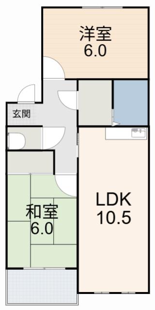 パークサイド今岡C(2LDK/3階)の間取り写真