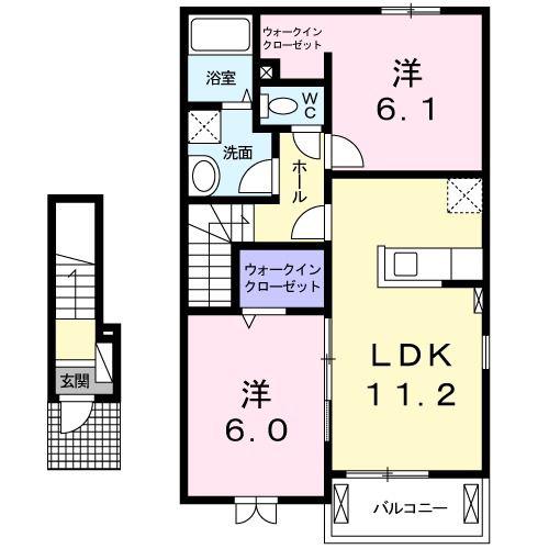 エリシオンA(2LDK/2階)の間取り写真
