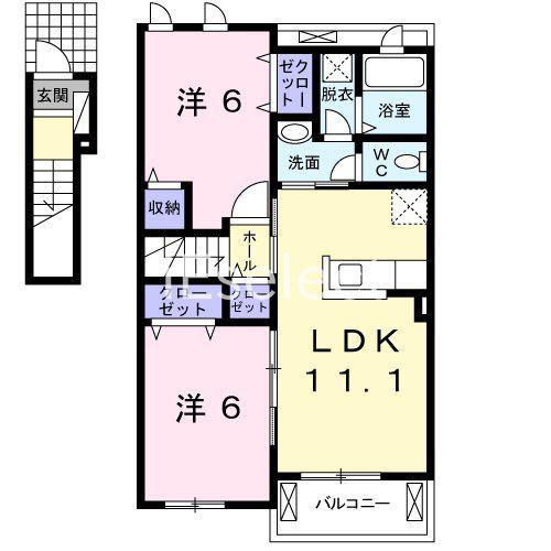 グランデエリアールII(2LDK/2階)の間取り写真