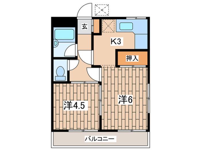 パレス井土ヶ谷(2K/2階)の間取り写真