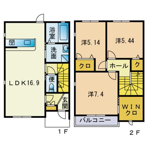 グランジュテ(3LDK/1階)の間取り写真