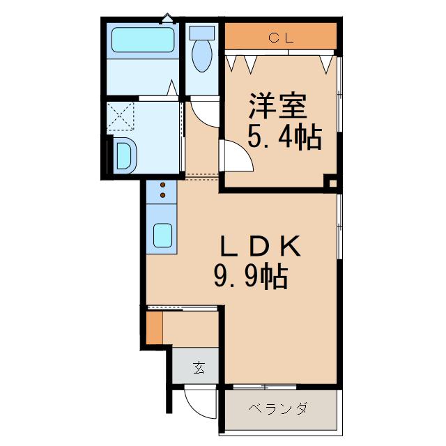 クラウンハイツ宮崎町(1LDK/1階)の間取り写真