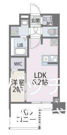 MODERN PALAZZO 博多デュオグランデイースト(1LDK/2階)の間取り写真