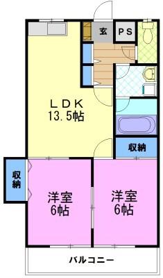 クォーレNAKAHARA(2LDK/3階)の間取り写真