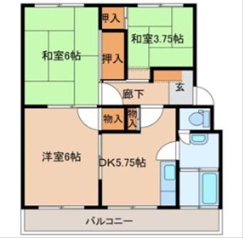 アースマンション花岡(3DK/2階)の間取り写真