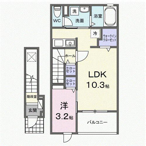 エルノア(1LDK/2階)の間取り写真