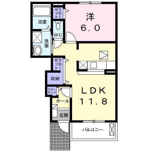 ブルック石川(1LDK/1階)の間取り写真