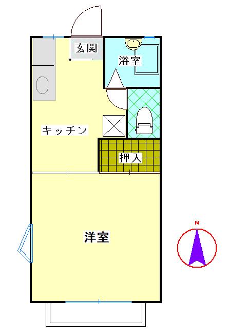 シェディオーク(1K/1階)の間取り写真