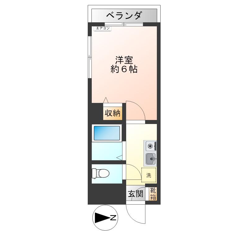 シャトレ若宮(1K/2階)の間取り写真