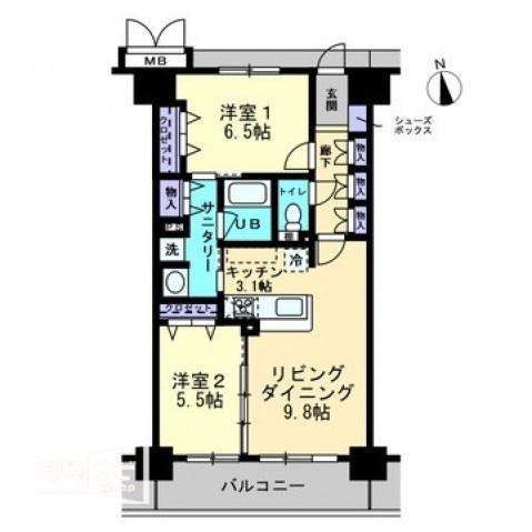 アルファライフ中央通(2LDK/2階)の間取り写真
