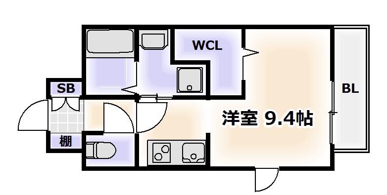 VILLA LUCE(ワンルーム/4階)の間取り写真