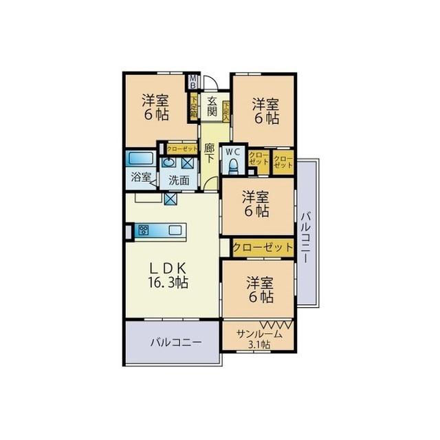 LE PARTERRE 城南(4LDK/5階)の間取り写真