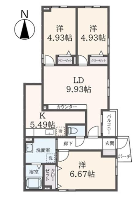 ANGE BLDUE(3LDK/1階)の間取り写真